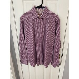 Robert Graham Button Down Mens Medium Purple Plaid Classic Fit Long Sleeve Shirt